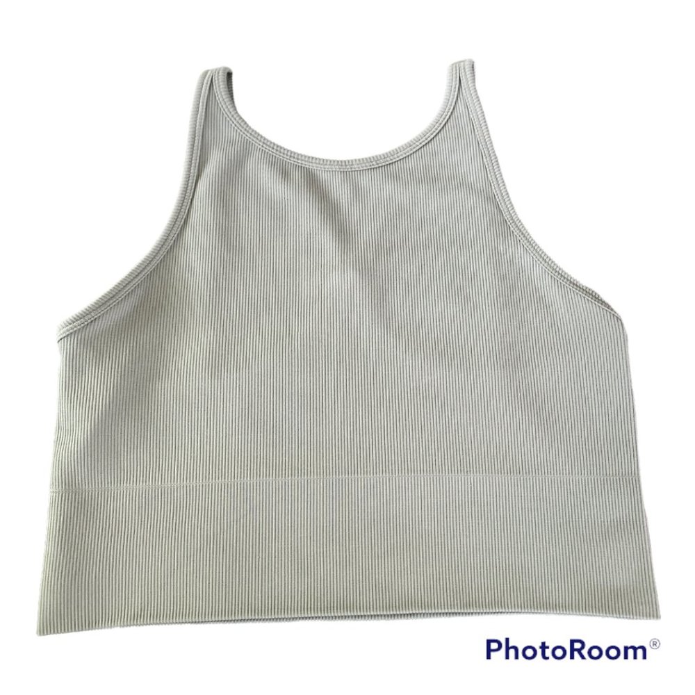 Brand NWT Athleta Coast Gray Aurora Seamless High Neck Crop Tank Size Large